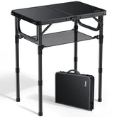 Anbte Folding Camping Table, Pure Black, front view