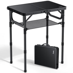 Anbte Folding Camping Table, Pure Black, front view