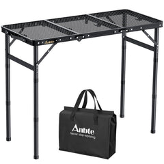 Anbte Folding Grill Table adjustable height black model front view