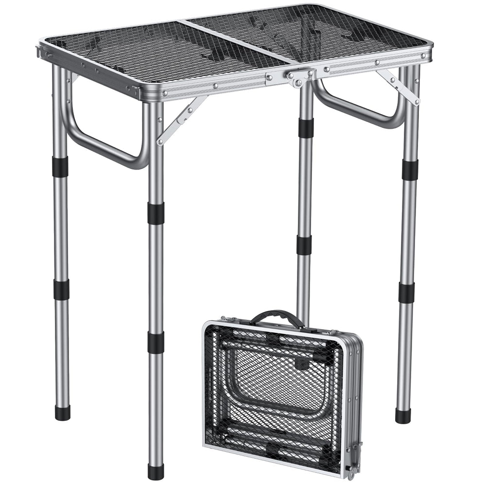 Anbte Folding Grill Table silver model front view