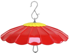 andergi 13.5-inch hummingbird feeder red shade dome cover front view