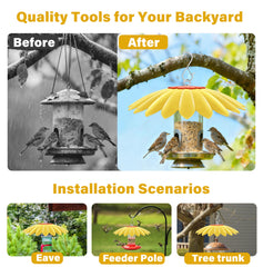 andergi bird feeder rain guard installed on a hummingbird feeder