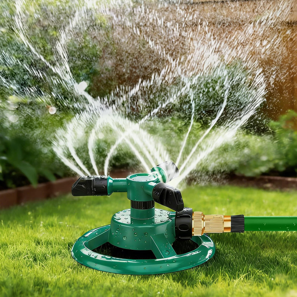 ANDVANA Lawn Sprinkler 360° rotating green model front view