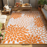 Anidaroel outdoor rug 6x9ft orange floral design front view