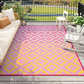Anidaroel Outdoor Rug 8' x 10' in orange and pink, front view