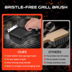 ANJUKE Grill Brush showing the scraper and bottle opener