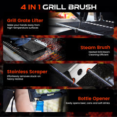 ANJUKE Grill Brush with heat-resistant handle