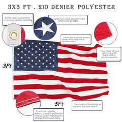 Anley 3x5 Ft American Flag displaying sewn stripes