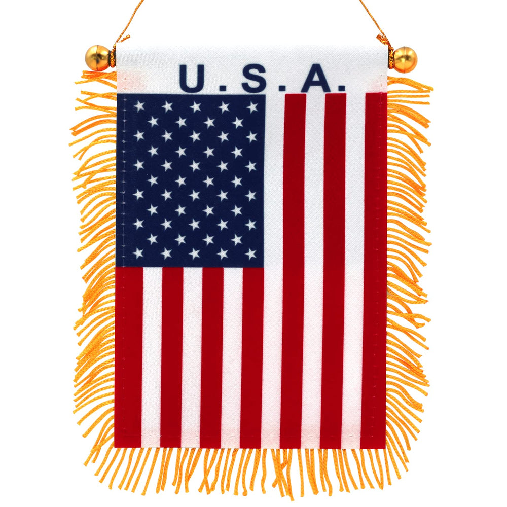 Anley 4 X 6 Inch American Fringy Window Hanging Flag front view