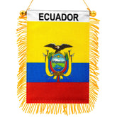 Anley 4 x 6 Inch Ecuador Fringy Window Hanging Flag front view