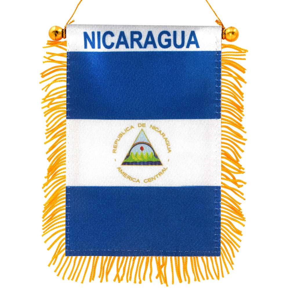 Anley 4 X 6 Inch Nicaragua Fringy Hanging Flag front view