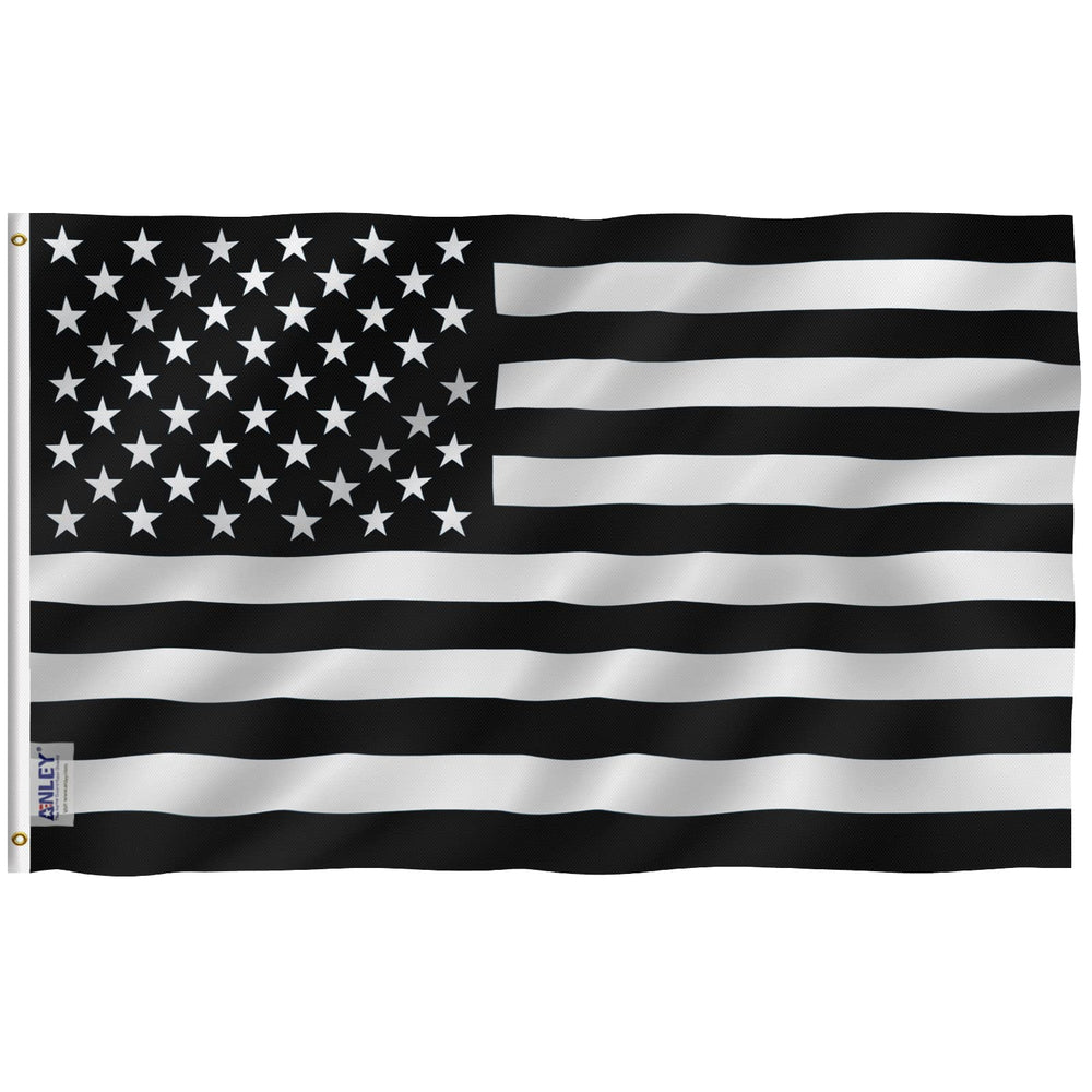 Anley Fly Breeze 3x5 Ft Black and White American Flag front view