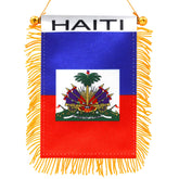 Anley Haiti Fringy Window Hanging Flag front view with vibrant colours