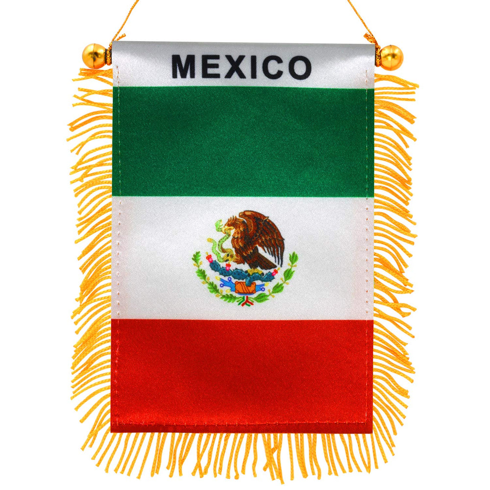 Anley Mini Mexico Flag 4 X 6 Inch front view with fringed edges