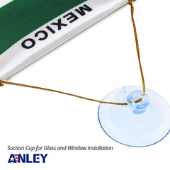 Anley Mini Mexico Flag with suction cup on a window