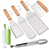Anmarko Metal Spatula Set with wooden handle and stainless steel utensils