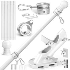 Anovo 6 FT Flag Pole Kit front view with stainless steel finish