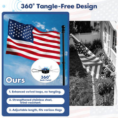 Anovo flag pole assembled with a flag attached