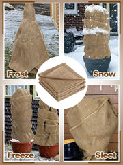 ANPHSIN burlap plant cover rolled up showing yellow jute material