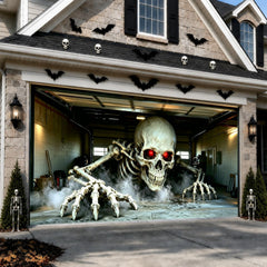 Anrtrog Halloween Garage Door Cover 16x7 FT with 3D Skeleton Effect