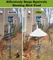 Ansionsol Squirrel Baffle installed on a bird feeder pole
