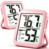 Antonki 2 Pack Room Thermometer Indoor Hygrometer front view, pink