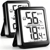 Antonki Digital Room Thermometer Hygrometer front view in black