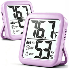 Antonki Room Thermometer Hygrometer front view, Lavender Purple