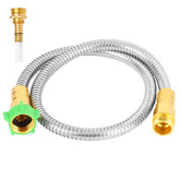 AnyEasy 6 ft Short Garden Hose front view with stainless steel finish