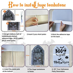 ANYGIFT Halloween tombstone yard sign with stakes