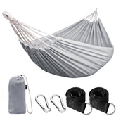 ANYOO Cotton Camping Hammock front view in grey