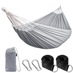 ANYOO Cotton Camping Hammock front view in grey