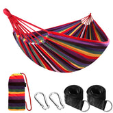 ANYOO Cotton Camping Hammock in Rainbow colour, front view