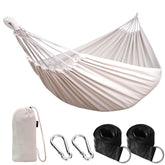 ANYOO Cotton Camping Hammock white model front view