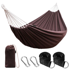 ANYOO Portable Cotton Camping Hammock brown model front view