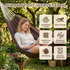 ANYOO Portable Cotton Camping Hammock folded in storage bag