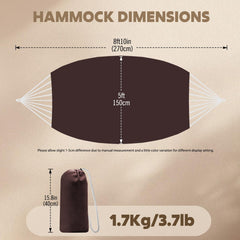 ANYOO Portable Cotton Camping Hammock with tree straps