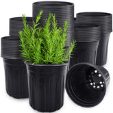 Anyumocz 60 pcs black 1-gallon nursery pots front view