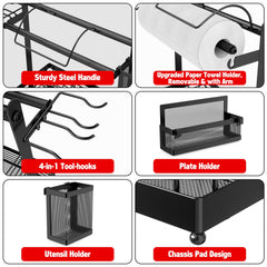 Aofmee Grill Caddy displaying 4-in-1 tool hooks for easy access