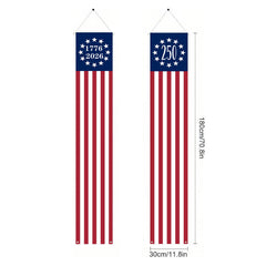 aolime 250th Anniversary American Flag Banner hanging outdoors