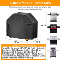 Aoretic Grill Cover 60 inch side view showcasing adjustable straps