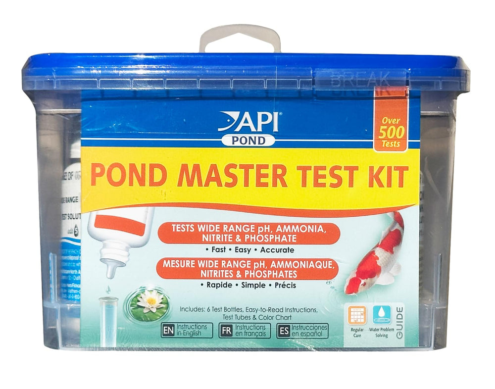 API Pond Master Test Kit front view with testing solutions