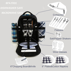 apollo walker Picnic Backpack with included dinnerware and wine glasses