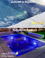 APONUO Solar Pool Lights installed in above ground pool