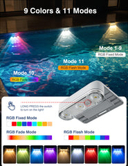 APONUO Solar Pool Lights showing dynamic color modes