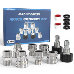 APOWER Quick Connect Kit front view with connectors and packaging
