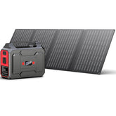 Apowking Solar Powered Generator front view with 40W solar panel