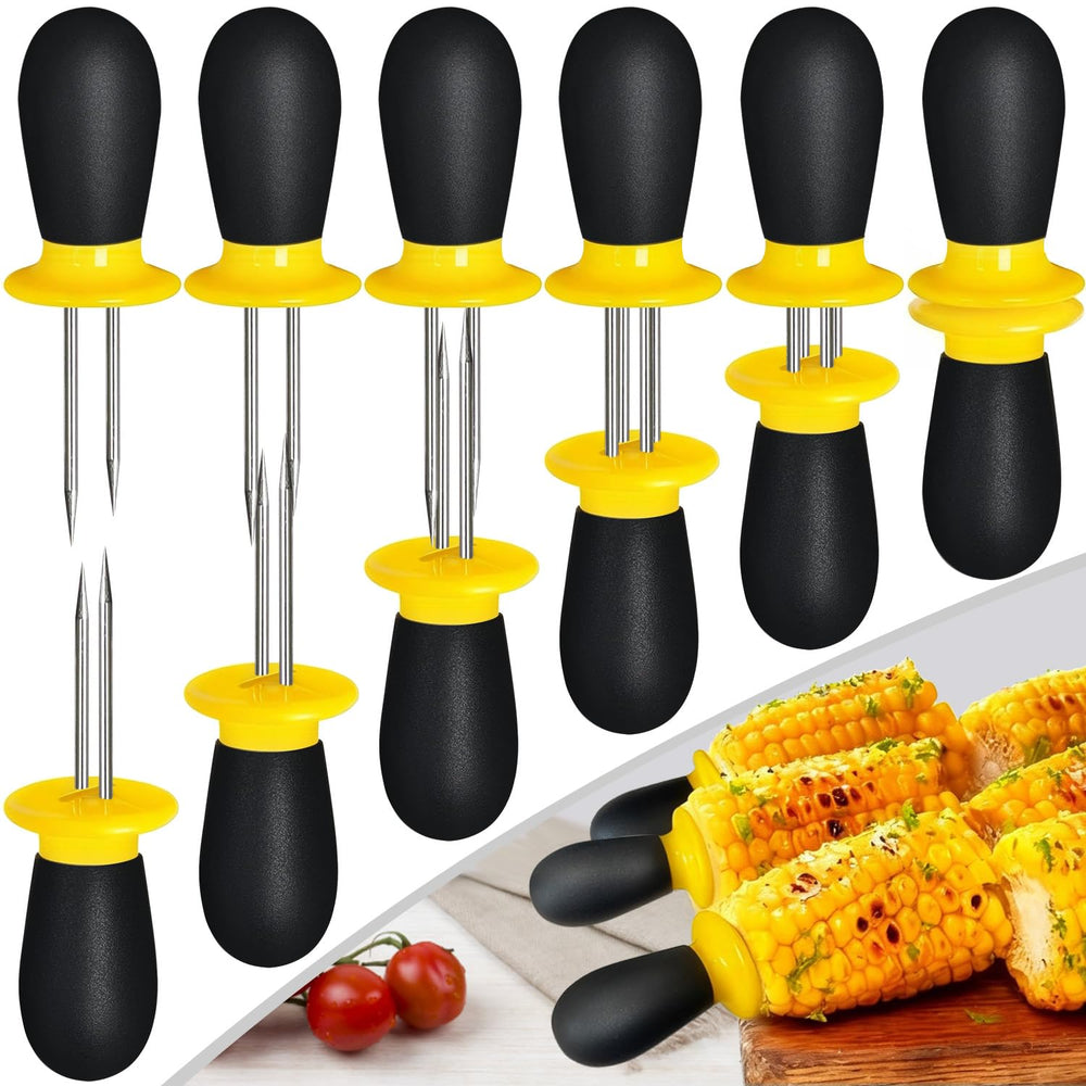 AQRINGO Corn Holders Set 12 Pcs yellow-black front view