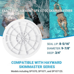 AR-PRO Skimmer Cover dimensions showing 9-7/8 inch diameter
