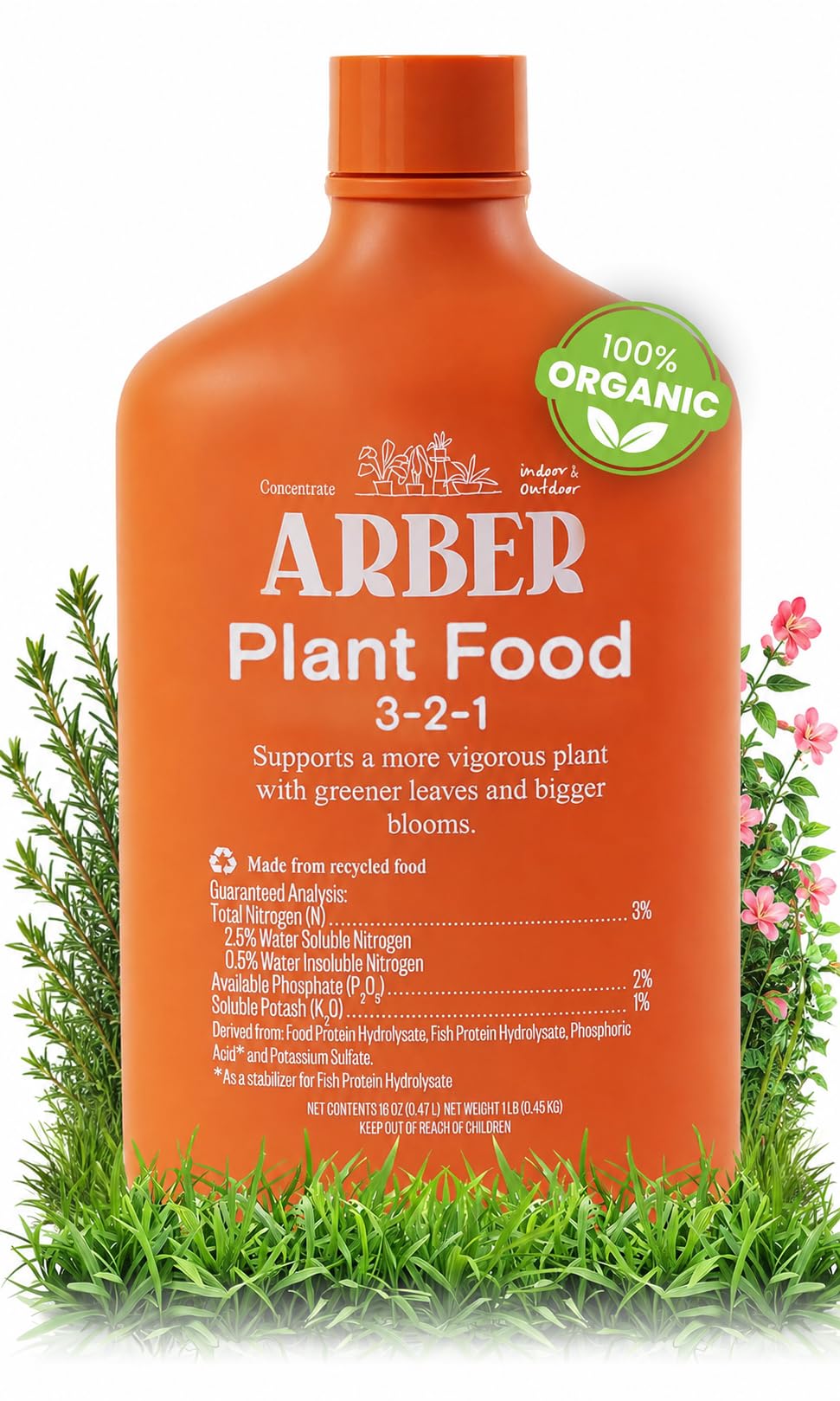 ARBER Organic Plant Food Liquid Fertilizer front view with label